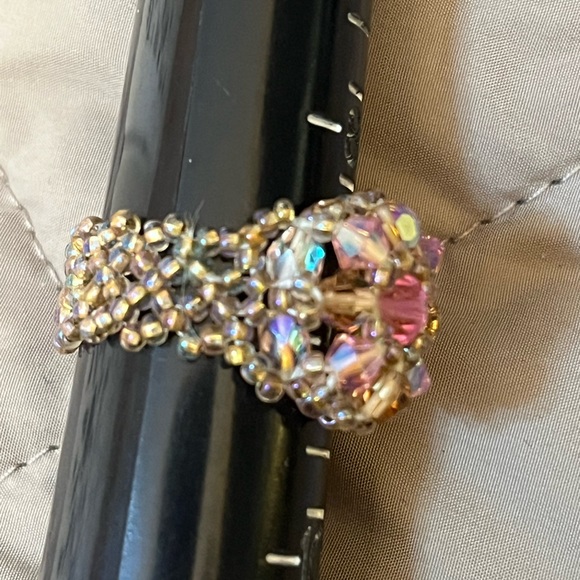 Pink and gold Bead Ring size 9 - Picture 2 of 5